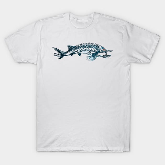 Stellate Sturgeon Fish Design T-Shirt by Anton Sever